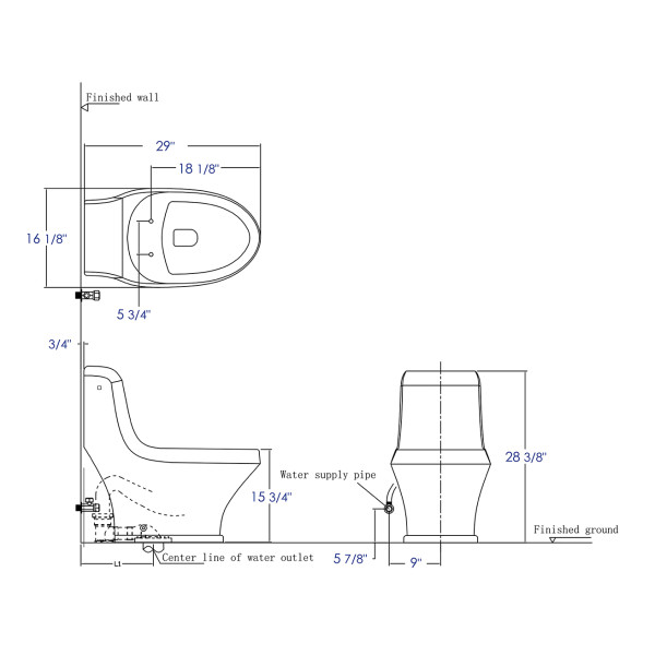 EAGO TB133 Single Flush One Piece Ceramic Toilet