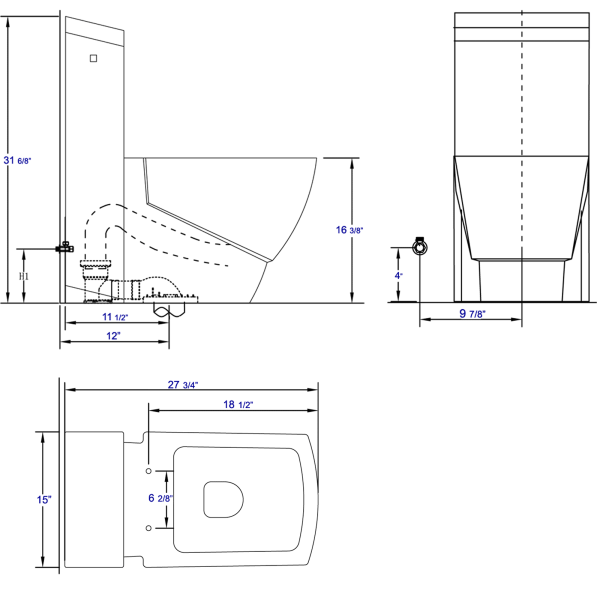 EAGO TB336 Modern One Piece High Efficiency Low Flush Eco Friendly Toilet