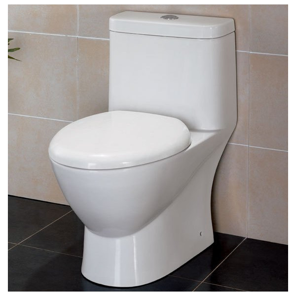 EAGO TB346 Elongated One Piece Dual Flush High Efficiency Low Flush White Toilet