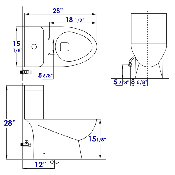 EAGO TB346 Elongated One Piece Dual Flush High Efficiency Low Flush White Toilet