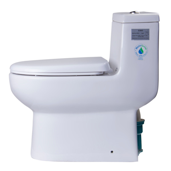 EAGO TB351 One Piece Dual Flush High Efficiency Low Flush White Toilet