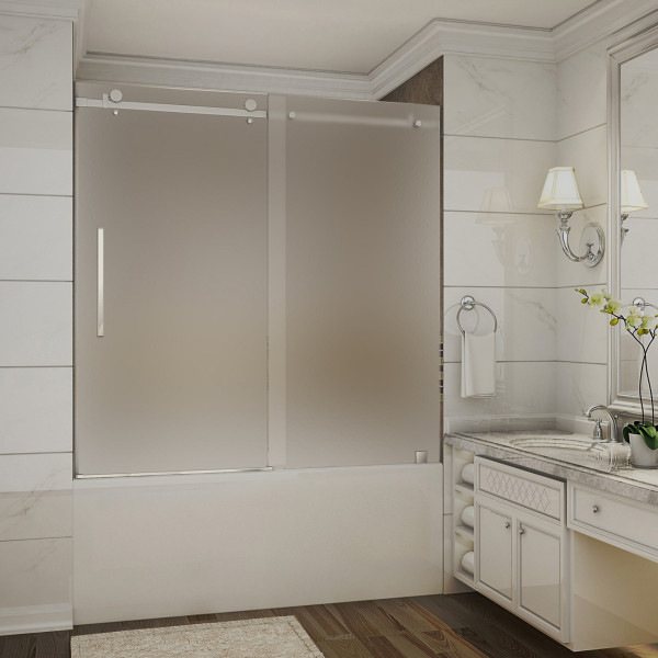 Aston TDR976F-..-60-10 Moselle Frosted Glass Tub-Height Sliding Shower Door