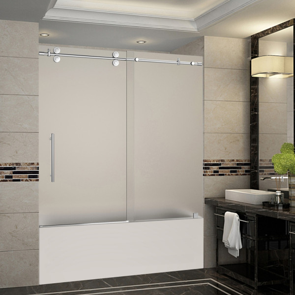 Aston TDR982F-..-48-6 Soleil Frameless Tub Hinge Door with Frosted Glass