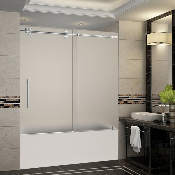 Aston TDR982F-..-48-6 Soleil Frameless Tub Hinge Door with Frosted Glass