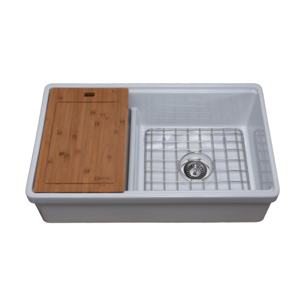Empire TO33D Tosca Farmhouse Fireclay 33" Double Bowl Kitchen Sink in White