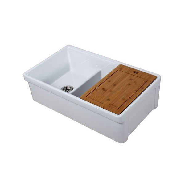 Empire TO33D Tosca Farmhouse Fireclay 33" Double Bowl Kitchen Sink in White