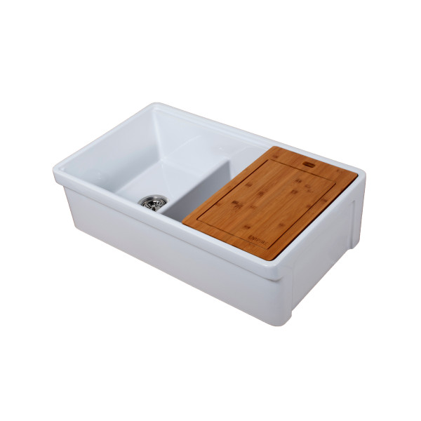 Empire TO33D Tosca Farmhouse Fireclay 33" Double Bowl Kitchen Sink in White