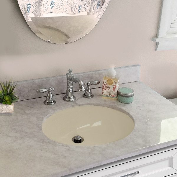 Nantucket UM-15x12-B Biscuit 17 1/4" Undermount Bathroom Porcelain Sink