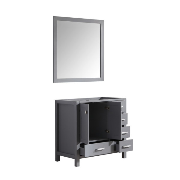 ANZZI V-CHG013-36 Chateau Vanity In Gray With Marble Top, Basin, and Mirror