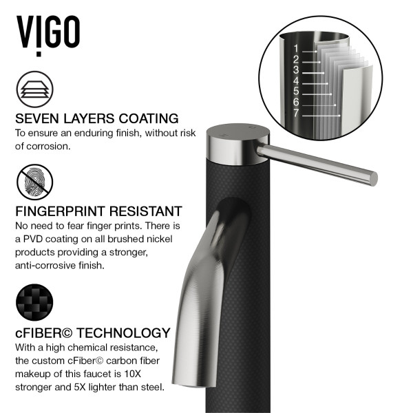 VIGO VG01044BN in Brushed Nickel and Carbon Fiber