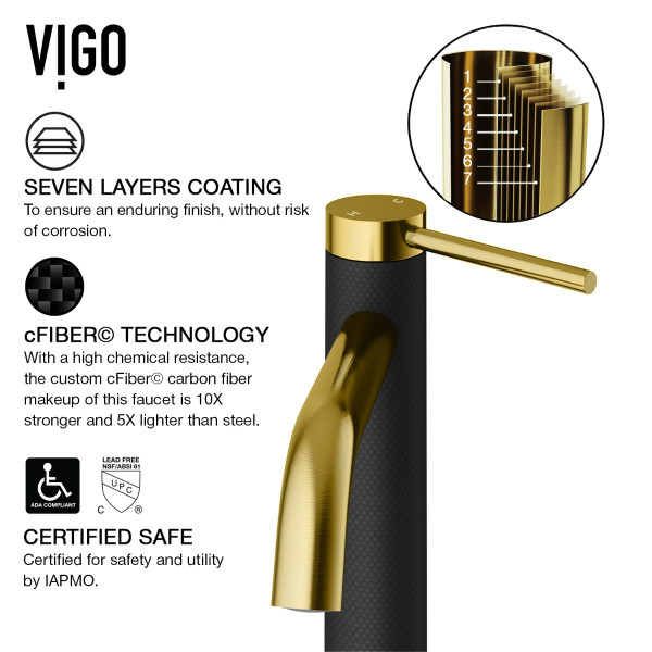 VIGO VG01044MGMB in Matte Gold and Carbon Fiber