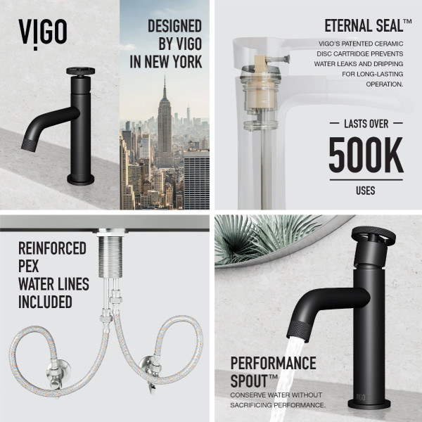 VIGO VG01046MB Cass Single Handle Single-Hole Bathroom Faucet in Matte Black