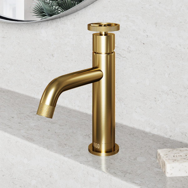 VIGO VG01046MG Cass Single Handle Single-Hole Bathroom Faucet in Matte Brushed Gold
