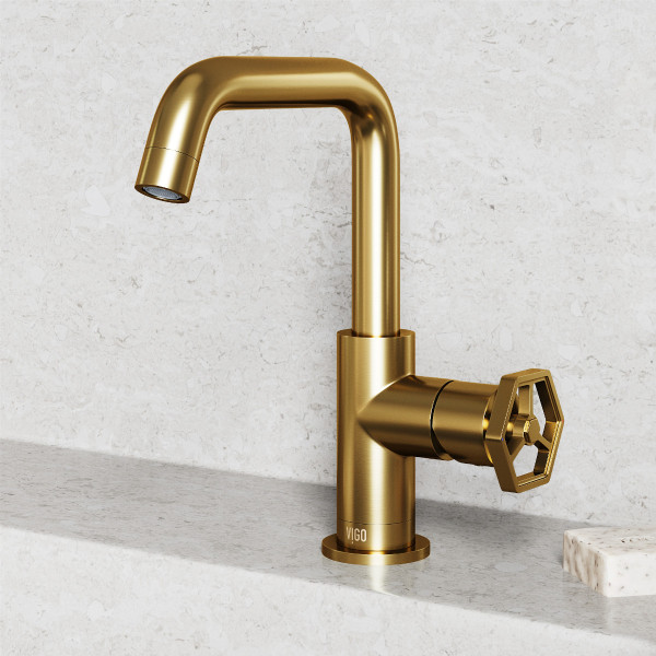 VIGO VG01051MG Ruxton Single Handle Single-Hole Bathroom Faucet in Matte Brushed Gold