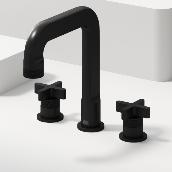 VIGO VG01302MB Wythe Two Handle Three-Hole Widespread Bathroom Faucet in Matte Black