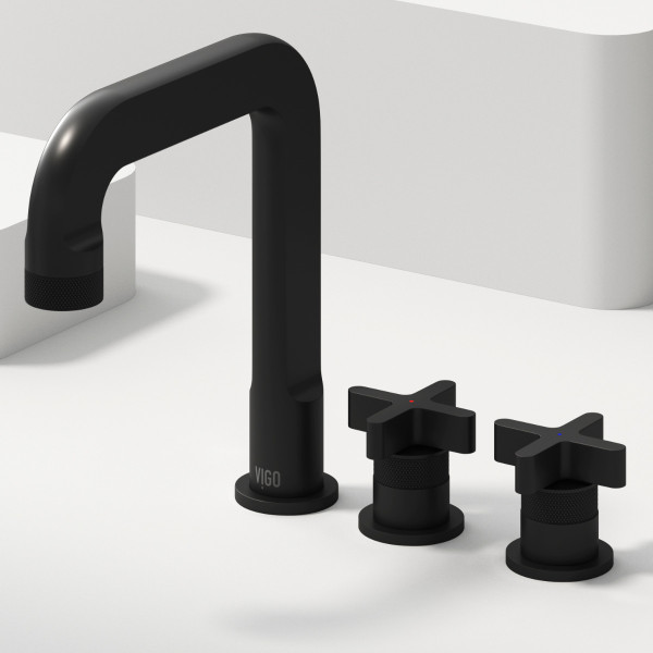 VIGO VG01302MB Wythe Two Handle Three-Hole Widespread Bathroom Faucet in Matte Black