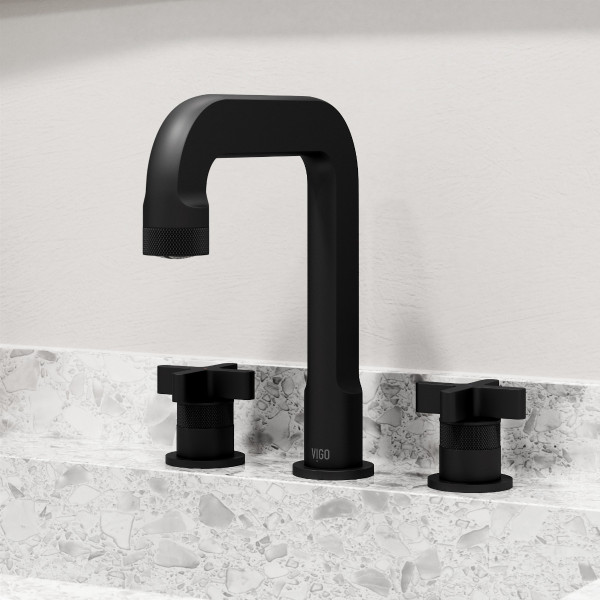 VIGO VG01302MB Wythe Two Handle Three-Hole Widespread Bathroom Faucet in Matte Black