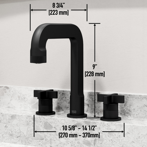 VIGO VG01302MB Wythe Two Handle Three-Hole Widespread Bathroom Faucet in Matte Black