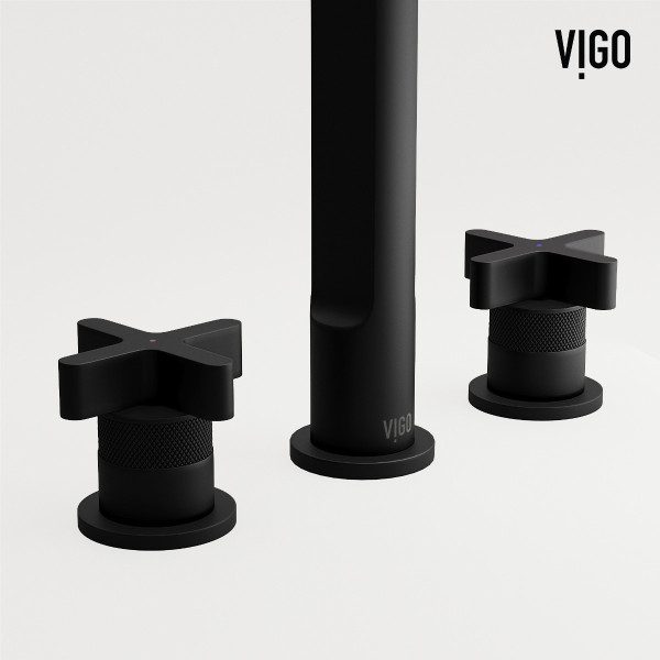 VIGO VG01302MB Wythe Two Handle Three-Hole Widespread Bathroom Faucet in Matte Black