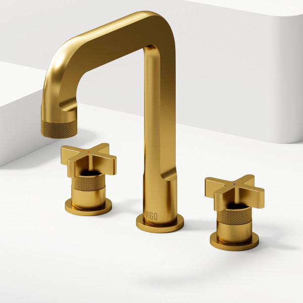 VIGO VG01302MG Two Handle Three-Hole Widespread Bathroom Faucet in Matte Brushed Gold