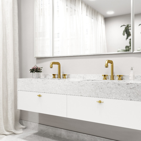 VIGO VG01302MG Two Handle Three-Hole Widespread Bathroom Faucet in Matte Brushed Gold