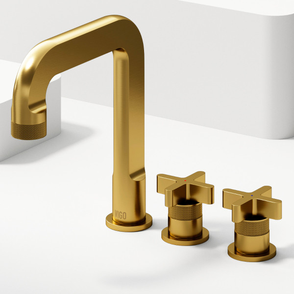 VIGO VG01302MG Two Handle Three-Hole Widespread Bathroom Faucet in Matte Brushed Gold