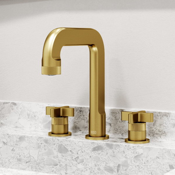 VIGO VG01302MG Two Handle Three-Hole Widespread Bathroom Faucet in Matte Brushed Gold