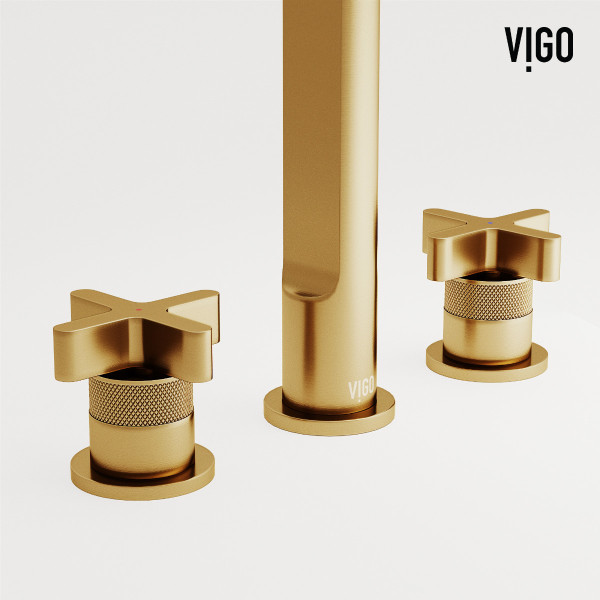 VIGO VG01302MG Two Handle Three-Hole Widespread Bathroom Faucet in Matte Brushed Gold