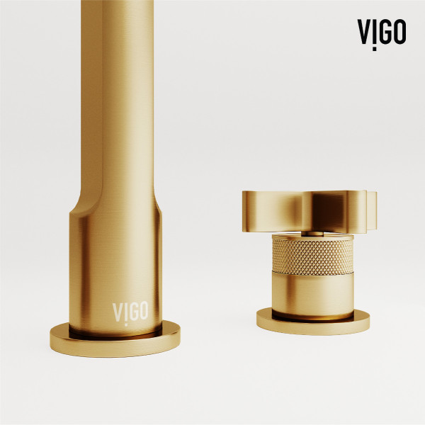 VIGO VG01302MG Two Handle Three-Hole Widespread Bathroom Faucet in Matte Brushed Gold