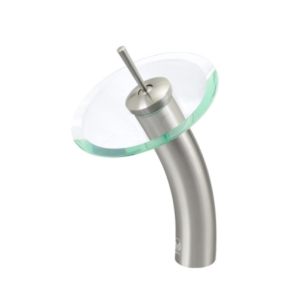 VIGO VG03002 Single Lever Waterfall Faucet with Clear Glass Disc in Chrome