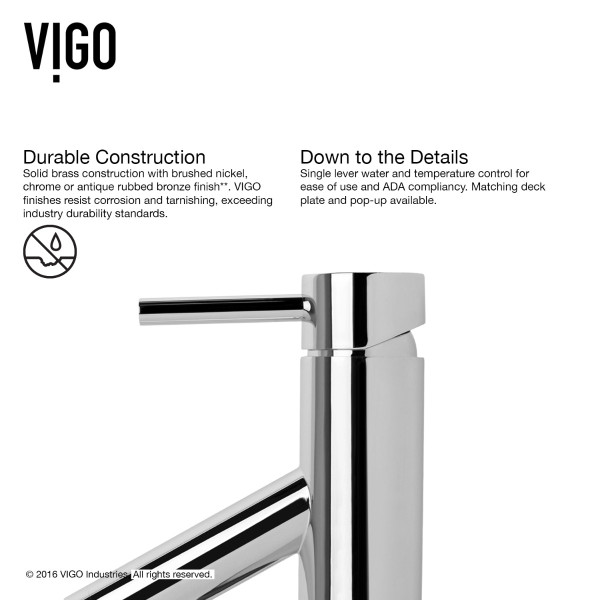 VIGO VG03003CH Grant Single Handle Single-Hole Bathroom Vessel Faucet in Chrome