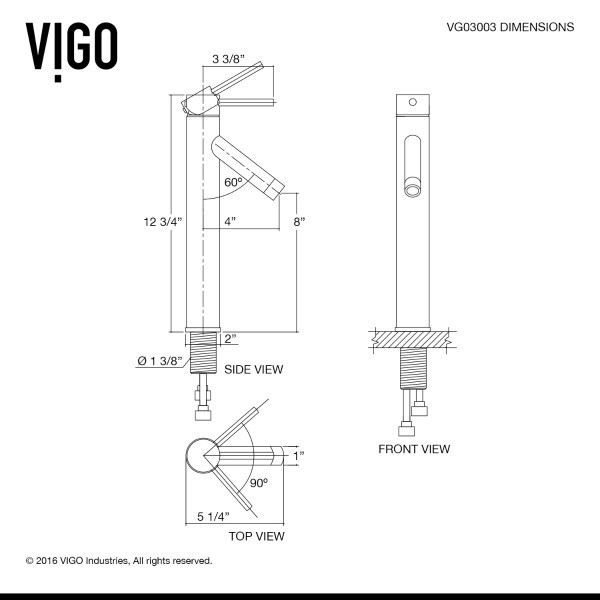 VIGO VG03003CH Grant Single Handle Single-Hole Bathroom Vessel Faucet in Chrome