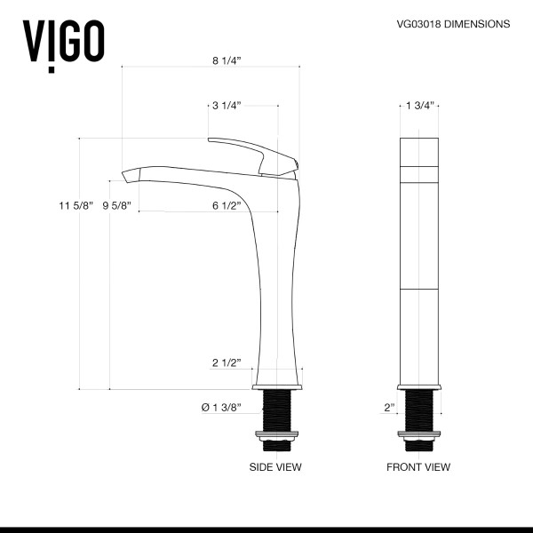 VIGO VG03018MB Single Handle Single-Hole Bathroom Vessel Faucet in Matte Black