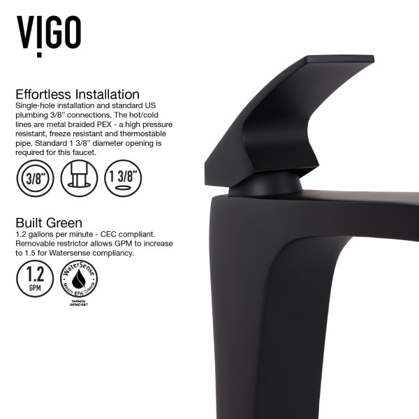 VIGO VG03018MB Single Handle Single-Hole Bathroom Vessel Faucet in Matte Black