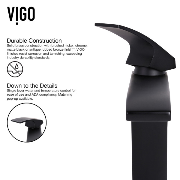 VIGO VG03018MB Single Handle Single-Hole Bathroom Vessel Faucet in Matte Black