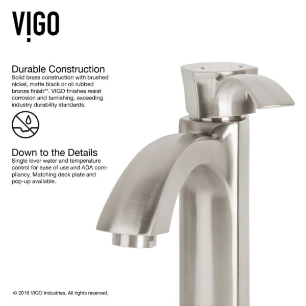 VIGO VG03023BN Otis Bathroom Vessel Faucet in PVD Brushed Nickel