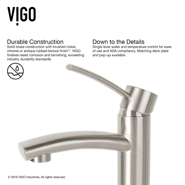 VIGO VG03025BN Single Handle Single-Hole Bathroom Vessel Faucet in Brushed Nickel