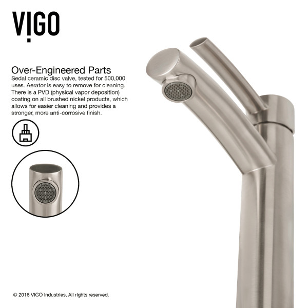VIGO VG03025BN Single Handle Single-Hole Bathroom Vessel Faucet in Brushed Nickel