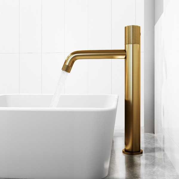 VIGO VG03031MG Button Operated Single-Hole Vessel Faucet in Matte Brushed Gold