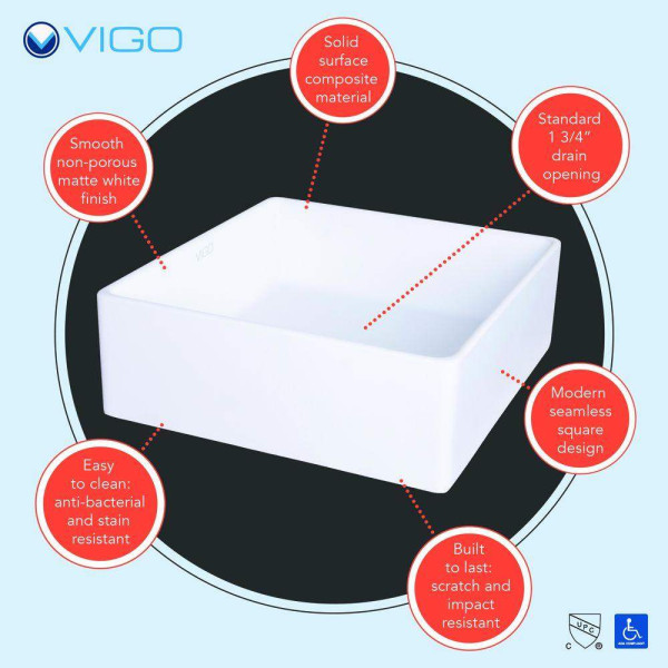 VIGO VG04001 Dianthus Matte Stone Vessel Sink