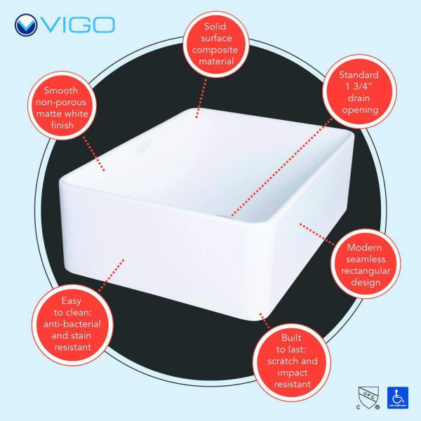 VIGO VG04005 Amaryllis Matte Stone Vessel Sink