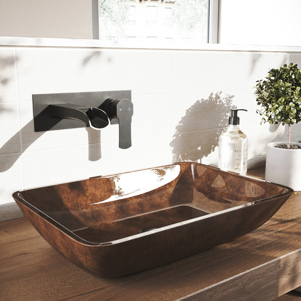 VIGO VG05004MB Cornelius Single Handle Wall Mount Bathroom Faucet in Matte Black