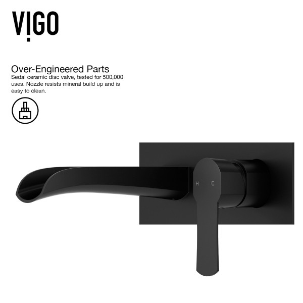 VIGO VG05004MB Cornelius Single Handle Wall Mount Bathroom Faucet in Matte Black