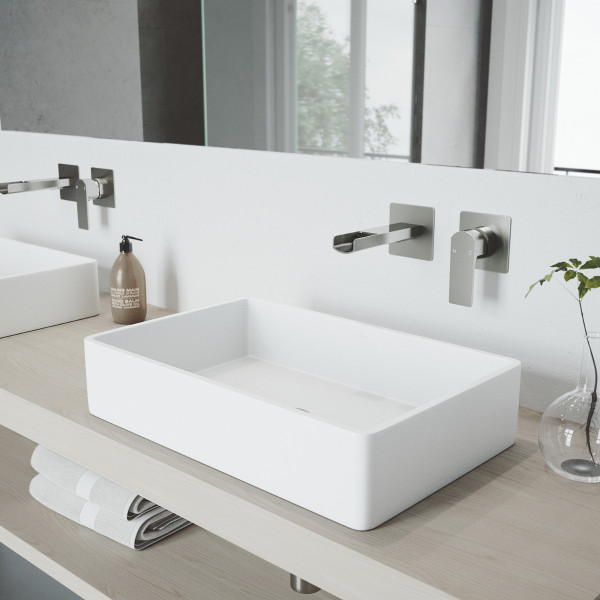 VIGO VG05005BN Atticus Single Handle Wall Mount Bathroom Faucet in Brushed Nickel