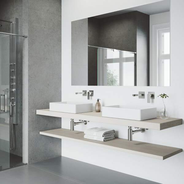 VIGO VG05005BN Atticus Single Handle Wall Mount Bathroom Faucet in Brushed Nickel