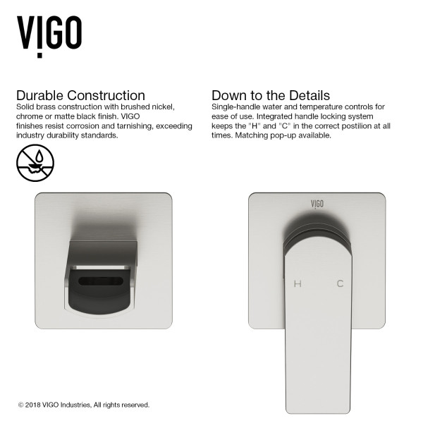 VIGO VG05005BN Atticus Single Handle Wall Mount Bathroom Faucet in Brushed Nickel