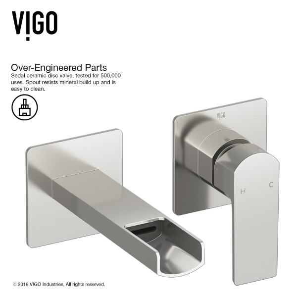 VIGO VG05005BN Atticus Single Handle Wall Mount Bathroom Faucet in Brushed Nickel