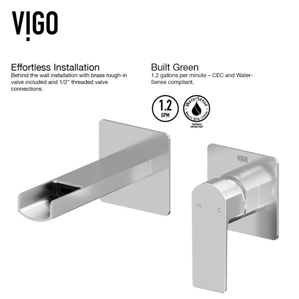 VIGO VG05005CH Atticus Single Handle Wall Mount Bathroom Faucet in Chrome