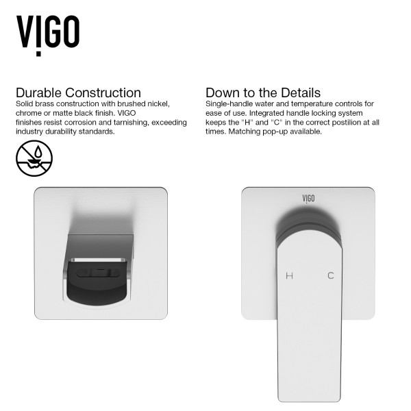 VIGO VG05005CH Atticus Single Handle Wall Mount Bathroom Faucet in Chrome