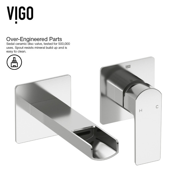 VIGO VG05005CH Atticus Single Handle Wall Mount Bathroom Faucet in Chrome